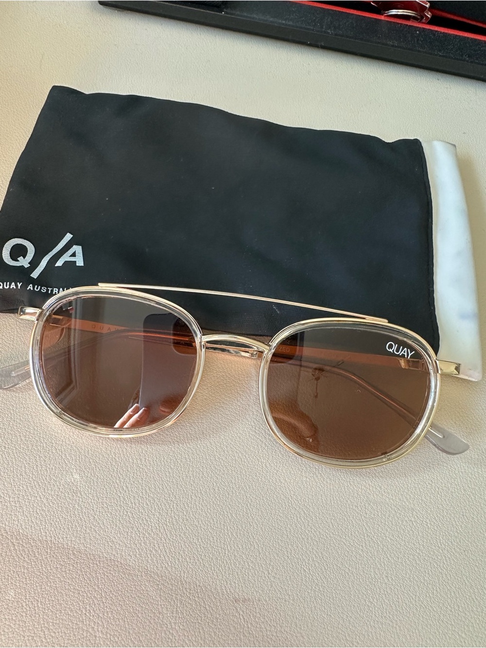 Quay Australia Clear Frame Brown Lens Women's Sunglasses